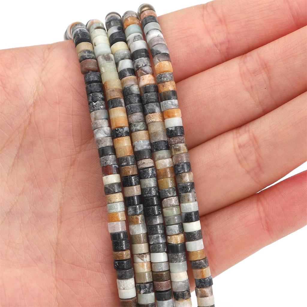 Разноцветные плоские круглые бусины-разделители из натурального камня для изготовления ювелирных изделий