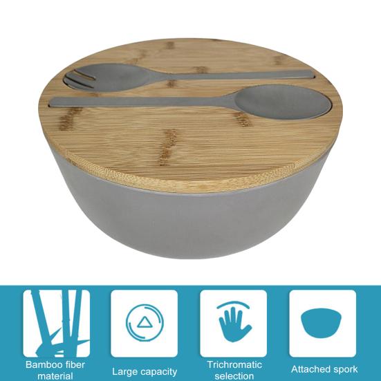 Салатница на 3340 мл с крышкой, вилкой, ложкой, экологически чистый большой набор для сервировки салата из бамбукового волокна для домашней кухни, легкая миска для смешивания салатов, фруктовых макарон