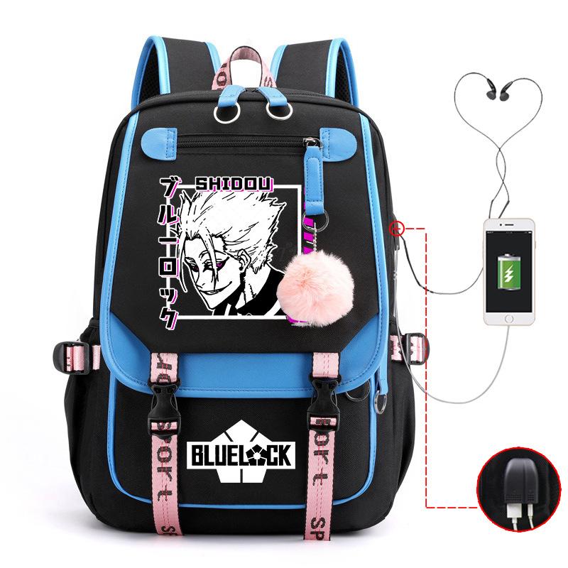 Blue Prison Anime School Bag College Wind Large Capacity Middle School Student Usb Backpack