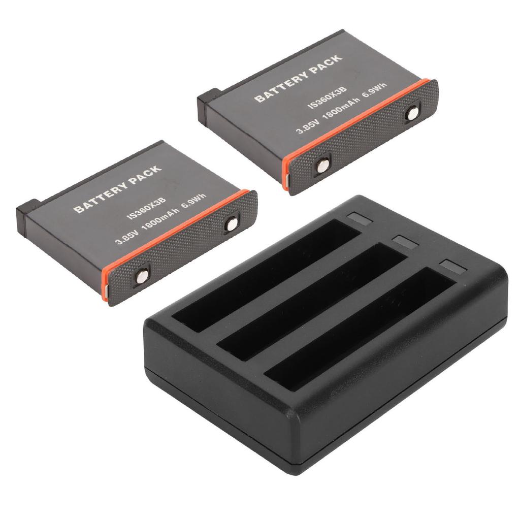 Action Camera Battery Charger 3 Slots Charger for Insta 360 X3 with Type C Charge Cable and Replacement Batteries