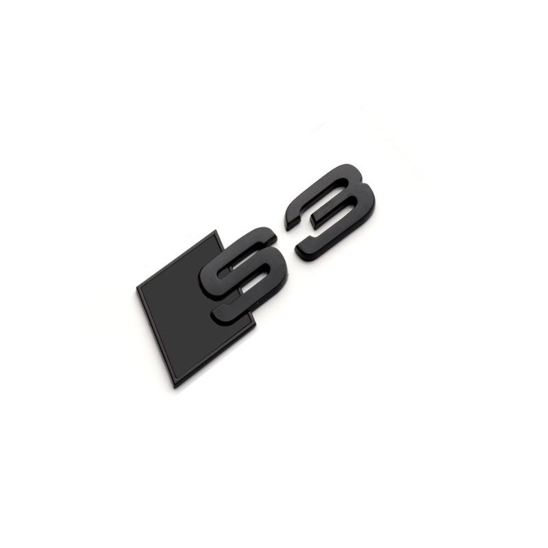 For Audi RS3 For AUDI S3 2010-2020 Car Front Grille Replace Emblem ABS Glossy Black Rear Badge Modified Sticker 4Ring Logo Sline Decoration