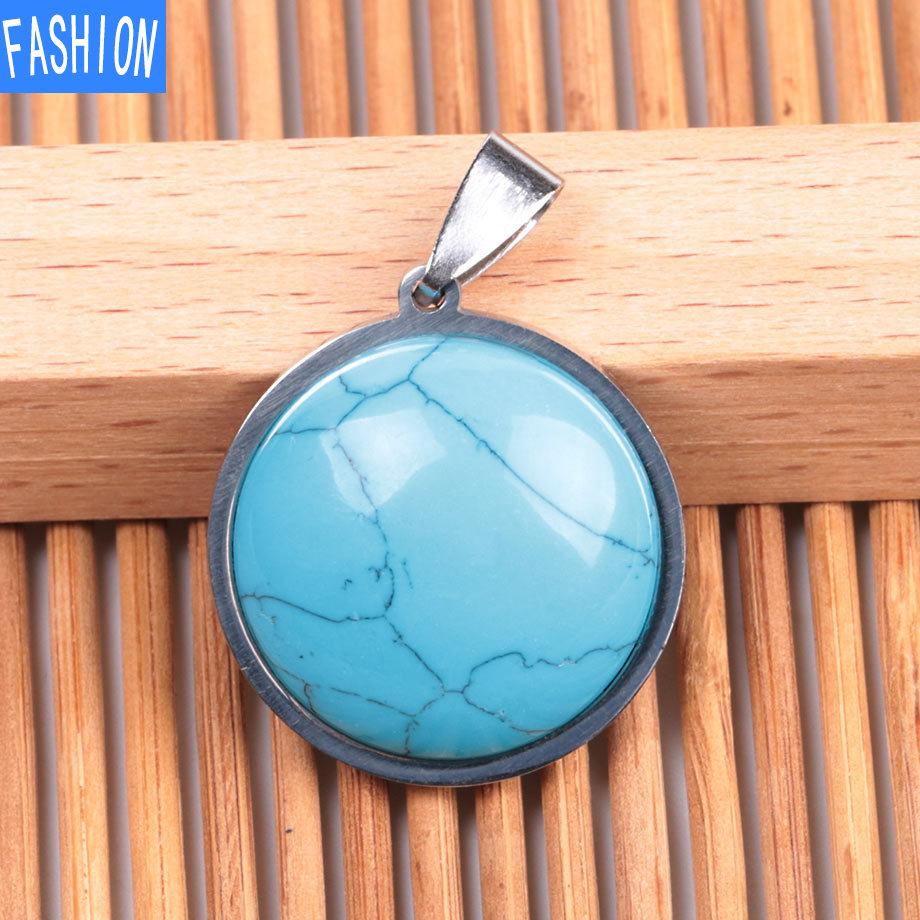 Женское простое ожерелье из нержавеющей стали с плоским камнем в европейском и американском стиле, модное ожерелье с натуральными кристаллами