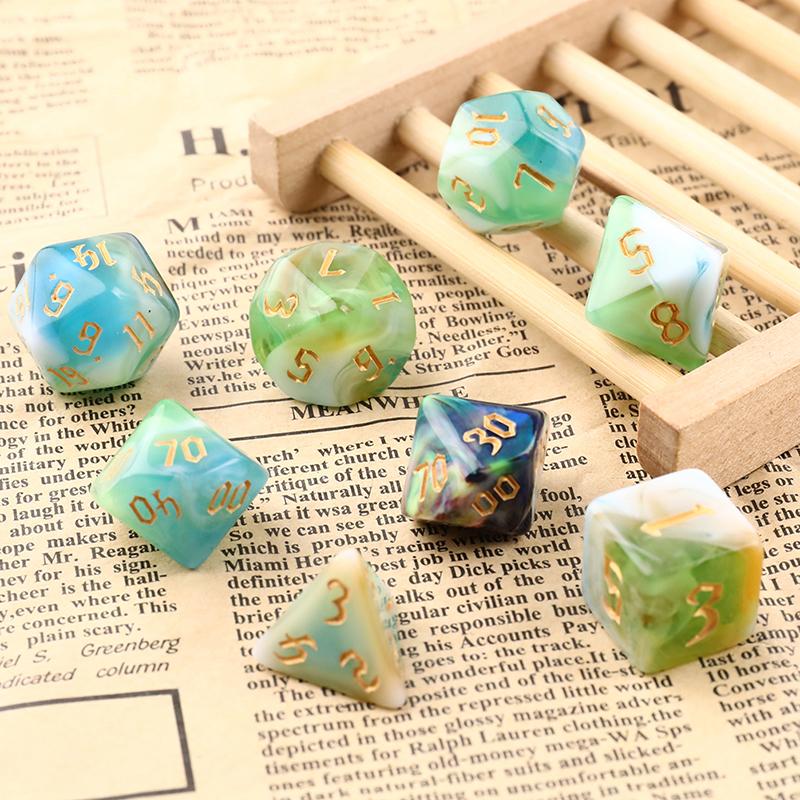 7Pcs/Set Four-Color Multi-Sided Digital Dice Set Running Group Game Dice