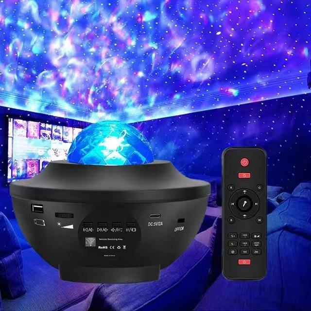 Bluetooth-проектор «Звездное небо» с USB и пультом дистанционного управления - Лазерное световое шоу для создания атмосферы в спальне
