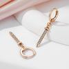 Kinel Sword Shape Zircon Dangle Earrings For Women Rose Gold Color Fine Jewelry Long Earrings
