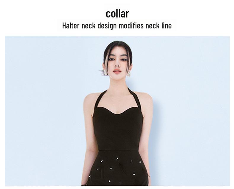 2024 Осень Сексуальное Платье Холтер С Открытой Спиной Перьями Бисером Средней Длины