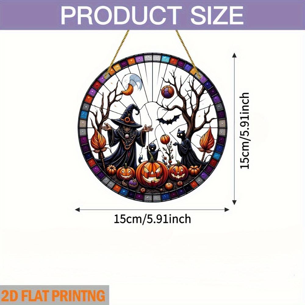 Плоский акриловый 2D жуткий подвес на окно на Хэллоуин, дизайн с привидением, тыквой и ведьмой, подходит для украшения дома, веранды, сада и вечеринки