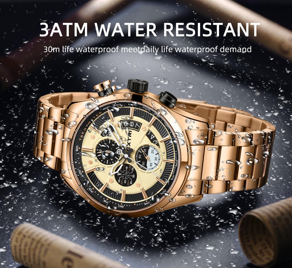 Модные деловые мужские часы Кварцевые часы Хронограф Водонепроницаемые наручные часы Мужские часы с большим циферблатом Повседневные часы Аналоговые мужские часы с календарем
