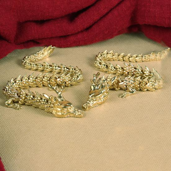 Фигурка китайского дракона, напечатанная на 3D-принтере, подвижные суставы, золотой Лун, фигурка дракона с артикуляцией