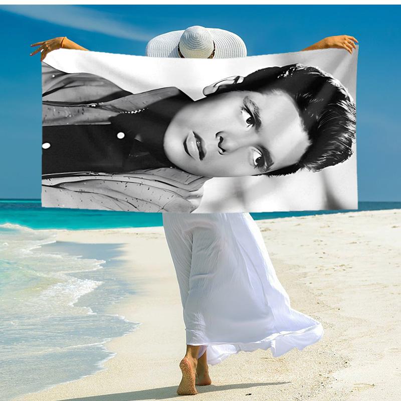 proof beach towel with singer Cliff Richard pattern - soft,absorbent,quick-drying,machine washable - perfect for swimming,camping,bathing