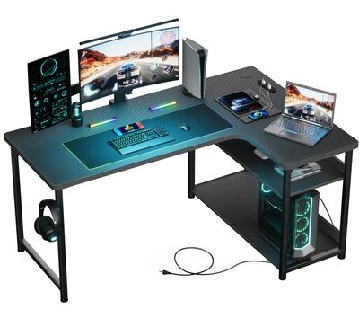 Игровой компьютер GTRACING Carbon с подставкой, совместимый с полкой для монитора, высота отверстия для проводов справа, глубина 79 x ширина 110 x высота, гоночный ПК черного цвета DL001