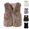 Womens Sleeveless Faux Waistcoat Solid Color Winter Loose Vest Coat