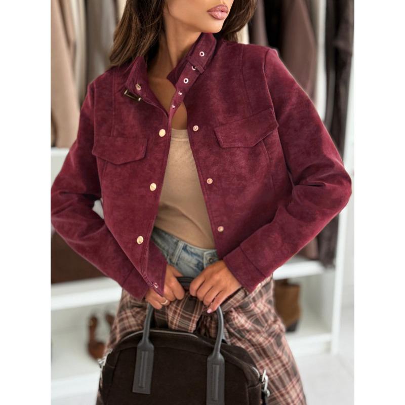 DAFIFY Женская мода повседневная однотонная принтованная куртка и пальто с длинным рукавом и воротником-стойкой на осень-зиму