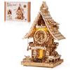 ROBOTIME 3D Wooden Mechanical Cuckoo Clock with Soothing Sound and Moving Mechanical Craft DIY Craft Science and STEM Education for Full of Sense of