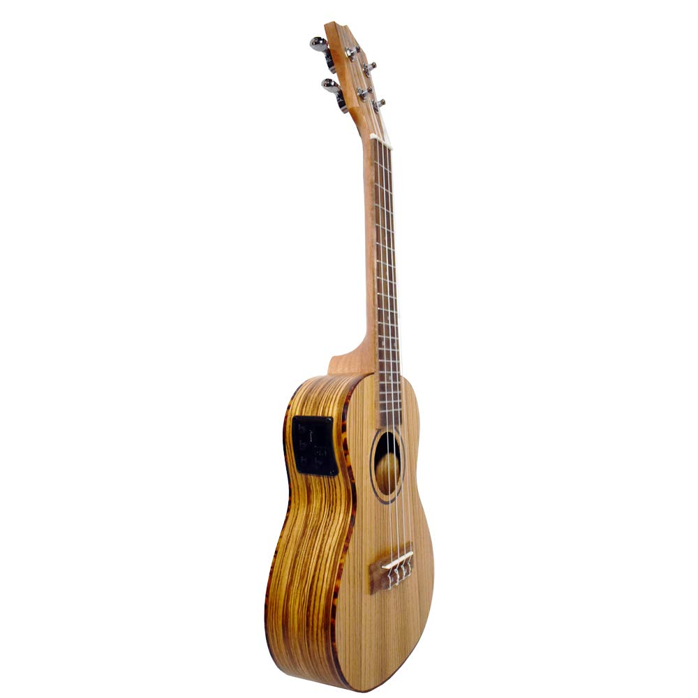 Bamboo BU-23CBQ Electric Ukulele with Built-in Tuner and Preamp, Concert Size, Zebrano Wood, Geared Tuners, and Soft Case (Official Japanese Product)