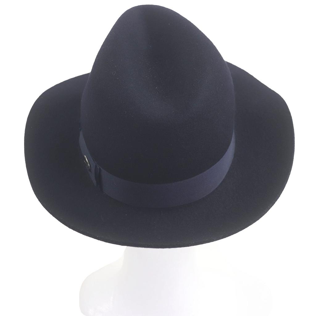 Отличная шляпа Borsalino Фетровая шляпа с лентой Темно-синяя шерстяная мужская 57 Б/у