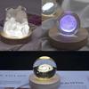 1/4PCS Wood Light Base USB Plug Switch Control Night Lamp Colorful LED Light Art Ornament Crystal Glass Epoxy Resin Base 6/8Cm