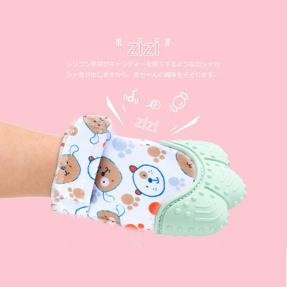 Angelcare Baby Teething Silicone Absorb Drool and Protect Your Hands from Relieve Your 2 Pieces for Months Adjustable Velcro Gloves, Biting, Baby's