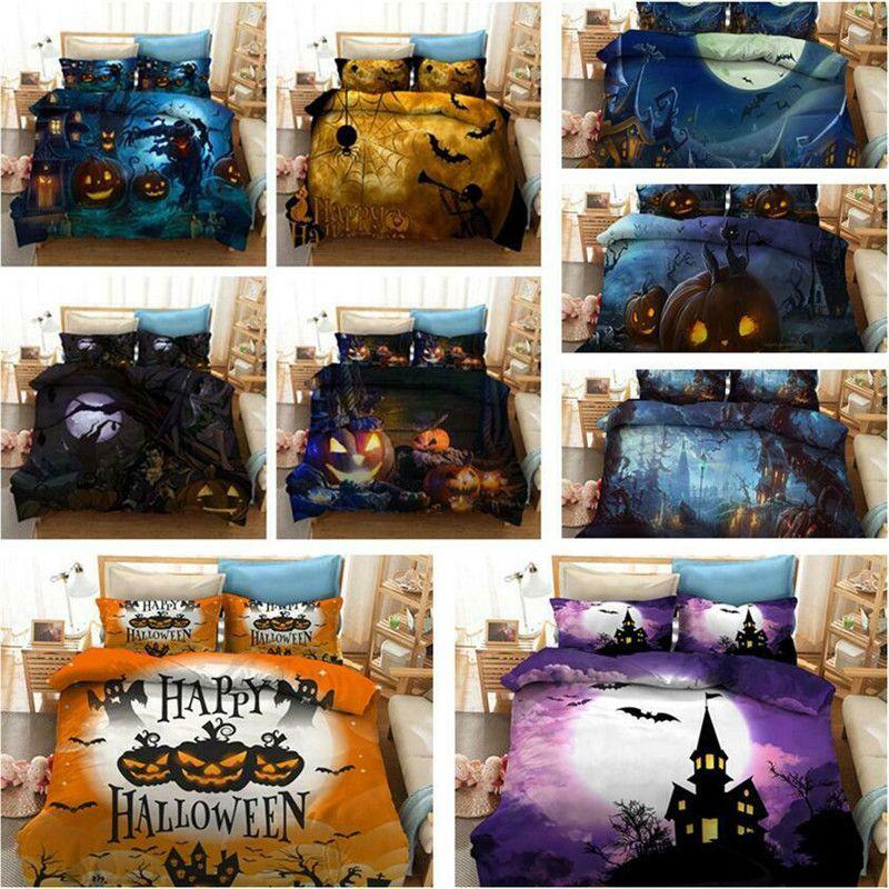 Причудливый Хэллоуинский 3D Мультяшный Комплект Постельного Белья С Очаровательными Узорами Ведьмы И Тыквы