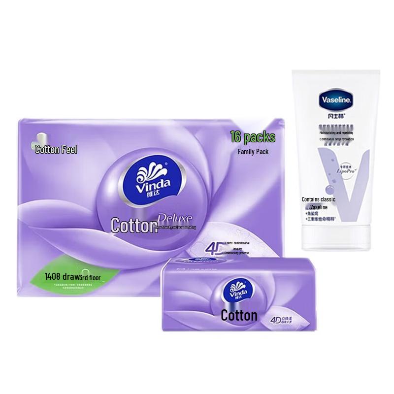 Vaseline Hand Cream Moisturizing Bundle with Vinda Facial Tissues