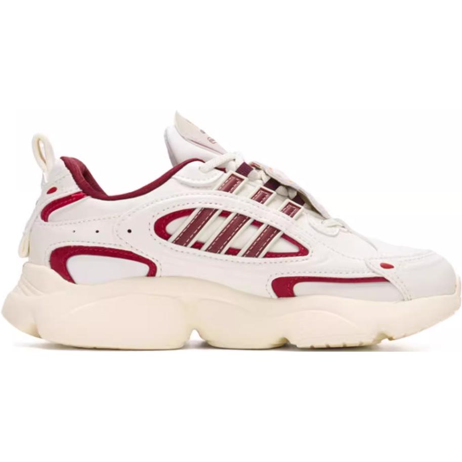 Adidas Оригинальные Ozmillen Удобные Мягкие Нескользящие Износостойкие Низкие Повседневные Кроссовки Детские Повседневные Кроссовки Белые Красные JR8004