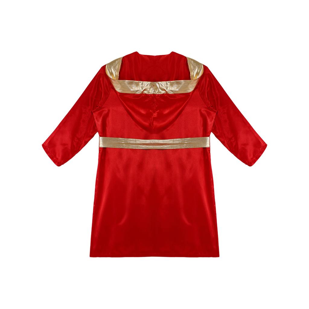 Kids Boys Boxing Robe Thai Kickboxing Costume Long Sleeve Open Front Hoodie Cloak with Belt Workout Sports Fitness Joggers