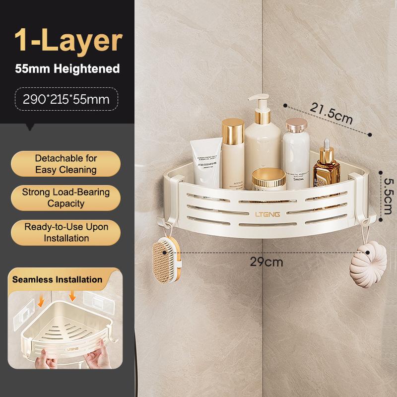 Corner Shower Shelf with Suction Cups 1-Pack Stainless Steel No-Drill Anti-Rust for Easy Bathroom Organization