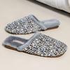 Модные роскошные домашние тапочки с твидовым дизайном и пайетками, женские модные тапочки на плоской подошве с круглым носком, уютные пушистые зимние хлопковые тапочки, Zapatos De Mujer