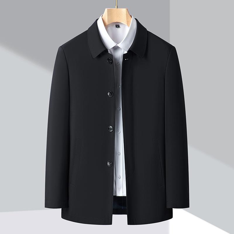 Весенне-осенняя мужская куртка из шелка Mulberry, для среднего возраста, с лацканами, для повседневного делового стиля, тонкая, не требующая глажки, куртка для папы