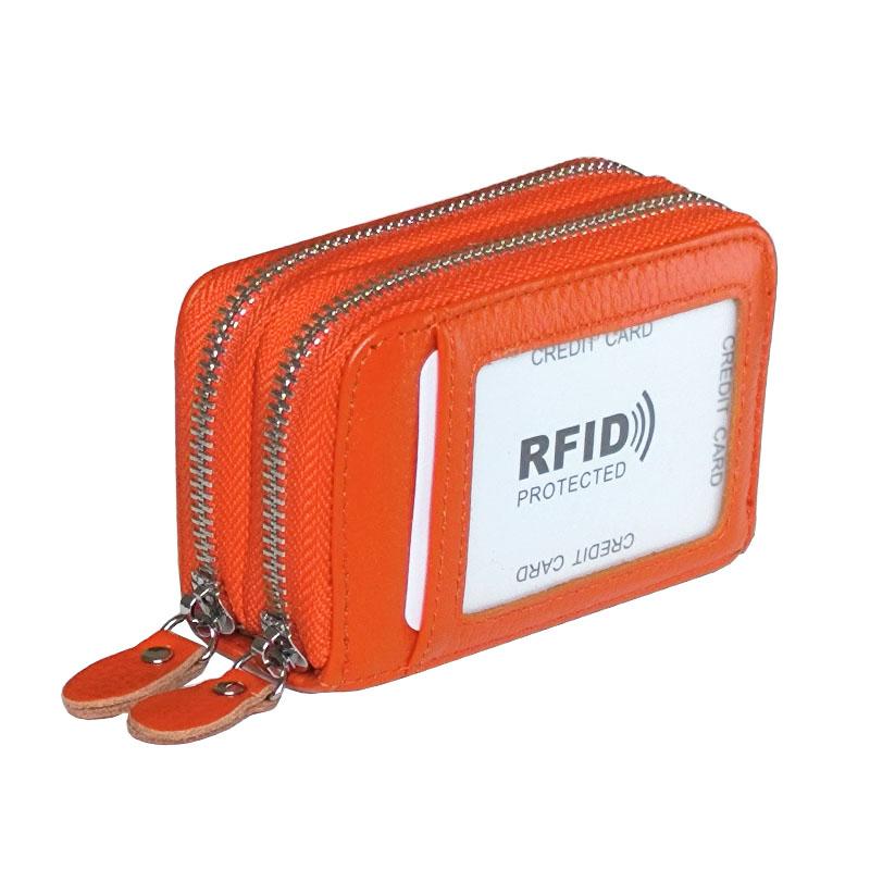 RFID-блокировка модный женский держатель для карт из натуральной кожи с двойной молнией большой емкости женский кошелек-кошелек