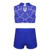 Детский кружевной топ без рукавов с цветочным принтом для девочек из 2 шт., комплект спортивной одежды, укороченный топ, спортивный костюм для тренировок в тренажерном зале, спортивная танцевальная одежда