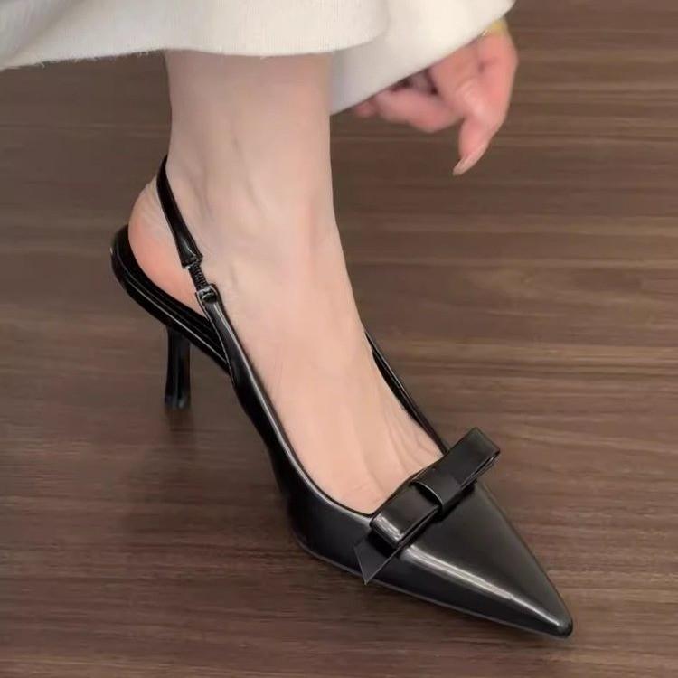 Fashion New Women Leather Footwear Buckle Pumps Red Pointed Toe Slingback High Heel Autumn Fashion Sexy Party Punk Goth High Heels