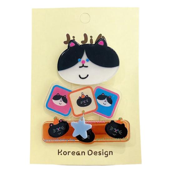 2/3Pcs Girl Hairpins Cats Puppies Rabbits Bread Pattern Hair Clips Smooth Edges Side Bang Hair Pins Hair