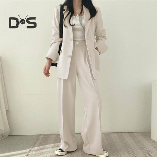 Женский комплект из 2 шт./компл., пальто, брюки, деловой стиль, однобортный кардиган с длинным рукавом и воротником-стойкой, высокая талия, широкие штаны, однотонный цвет