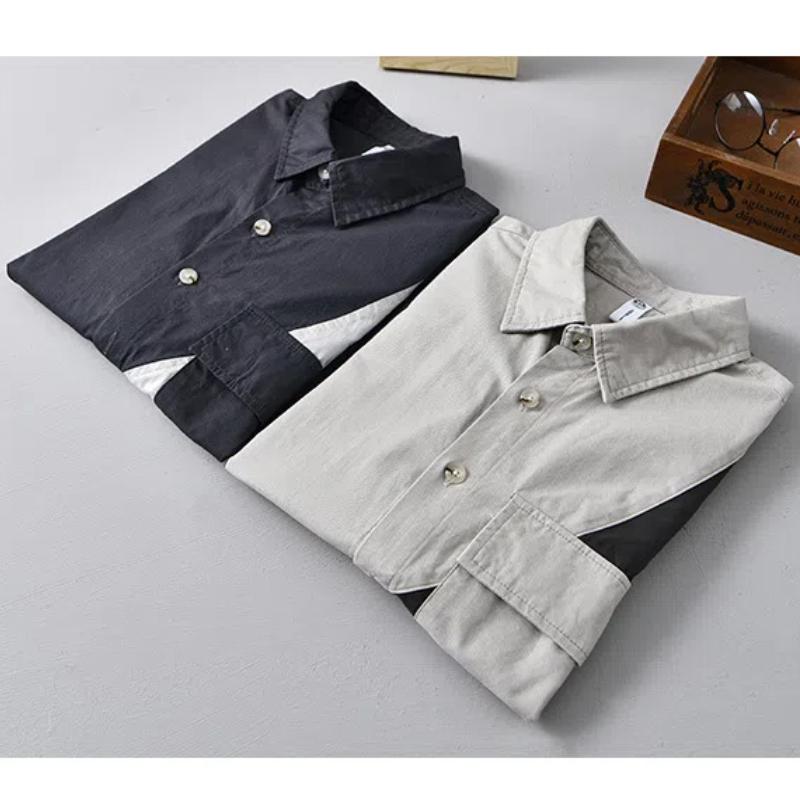 Летние модные мужские рубашки в японском стиле с коротким рукавом в стиле карго, уличная рубашка в стиле пэчворк, чистый хлопок, мягкие и удобные повседневные мужские топы