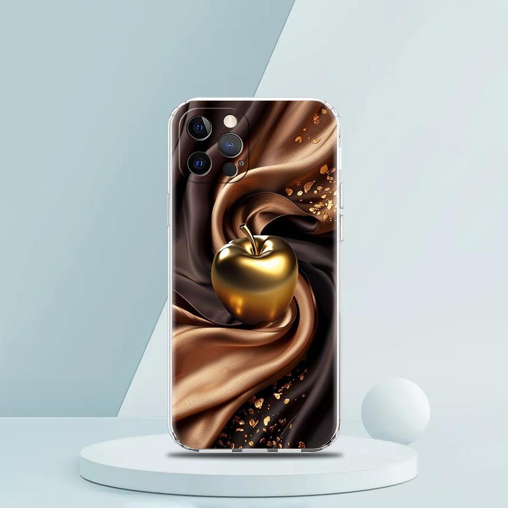 Мягкий прозрачный чехол-бампер из ТПУ для iPhone 16 15 14 13 12 11 Pro Max XR 8 7 Plus XR Оболочка Счастливый Черный с рисунком Яблока Capas