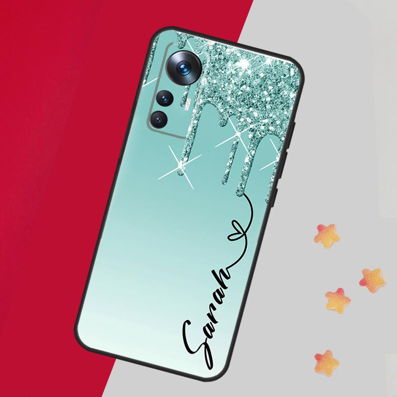 Personalised Glitter Name For POCO X5 X3 Pro M5 M5s F4 X4 F3 F5 Case For Xiaomi 13 13T Pro 12 Lite 12X 11T 12T 14 Pro