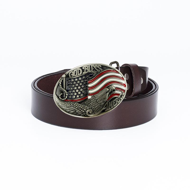 Ремень с пряжкой в виде орла с бронзовой точечной краской, модный ремень с американским флагом