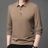 Новая мужская деловая повседневная рубашка с длинными рукавами и значком, однотонная рубашка поло, модная, дышащая, удобная, универсальная