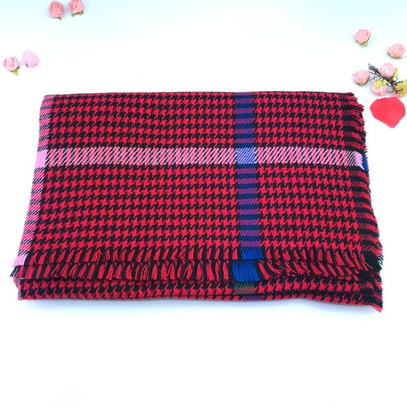 Yang Mi Shawl Women's Autumn and Winter Warmth Imitation Cashmere Thickened Short Beard British Plaid Scarf Light Luxury