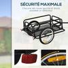 Bicycle Trailer, Transport, 70 L, 139 x 71.5 x 49 cm, Universal Tow Bar, Black Steel