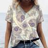 2024 Роскошная женская футболка с 3D принтом цветов и травы, женская трендовая одежда больших размеров, модная рубашка с коротким рукавом, женский топ с v-образным вырезом