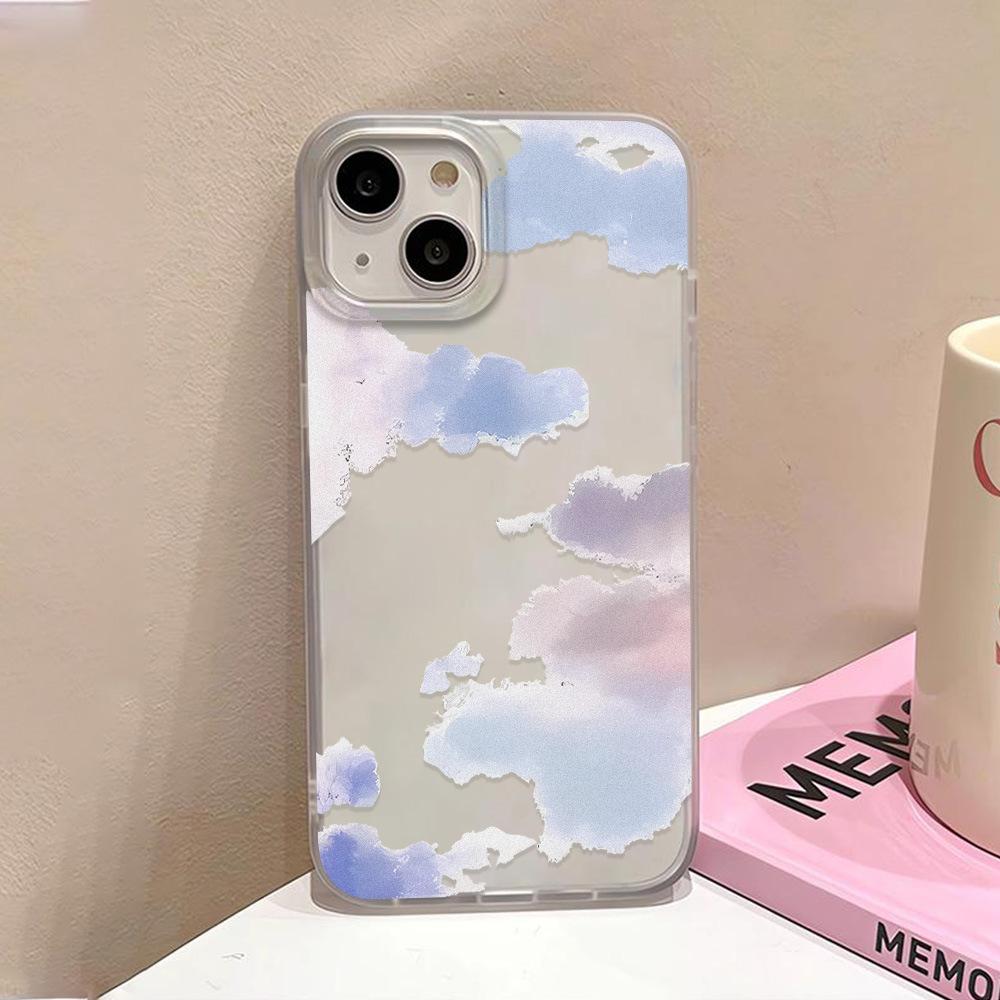 Ins ветер синее облако для iPhone17ProMax чехол для мобильного телефона 16 Apple 15/14 матовый 17 большое отверстие 13