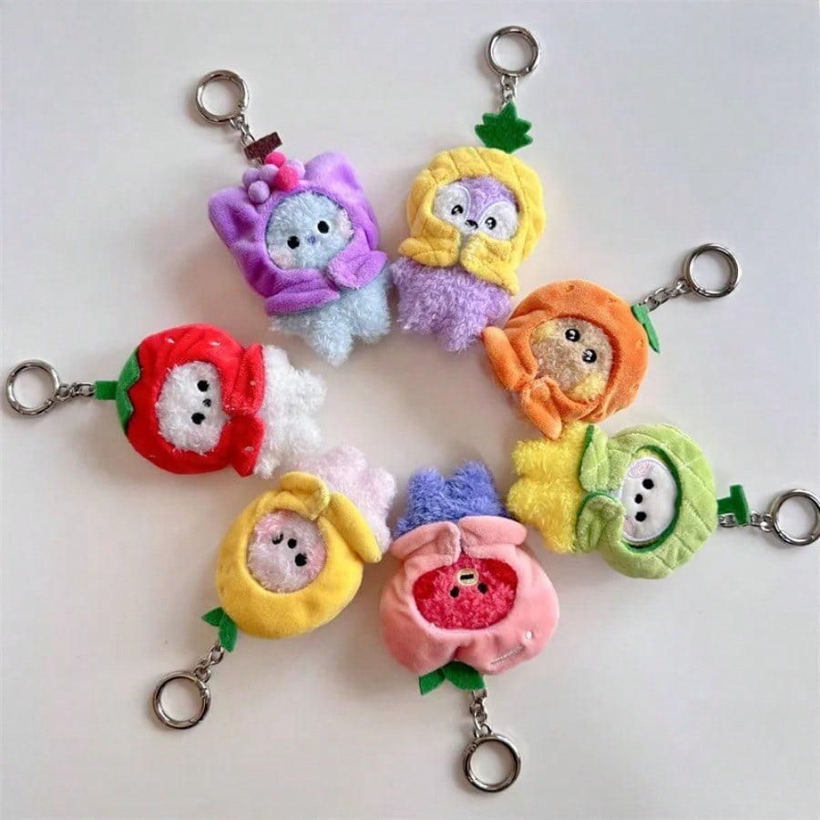 LINE FRIENDS BT21 Аниме K-pop и Мультяшная тематика 9 см Мини-плюш Идеальные Брелоки и Подвески для Рюкзаков Мультяшная Серия Фруктов