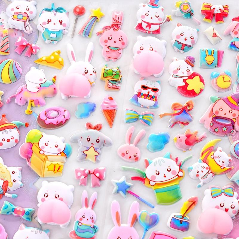 1Pcs Cartoon Animals Soft Puffy Butt 3D Stickers Diy Scrapbooking Journal Phone Case Decoration Sticker School Office Supplies