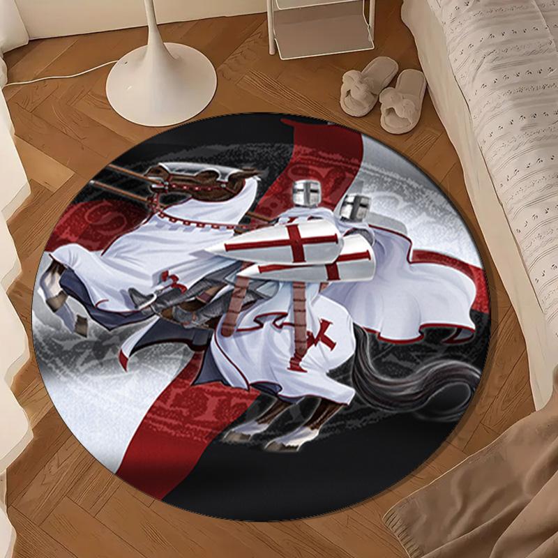 Knightly Warrior In Armor Round Rug for Livingroom,Bedroom, Palyroom, Chair Rug, Area rug, Circle Carpet, Large Size Fan Christmas gift