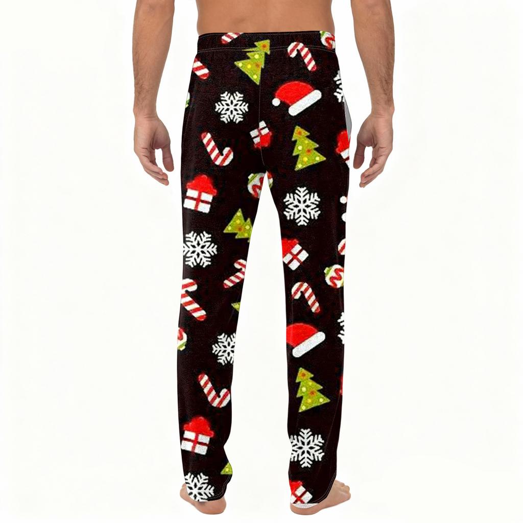 Мужские повседневные брюки с однотонным вязанным узором и карманами для домашней пижамы