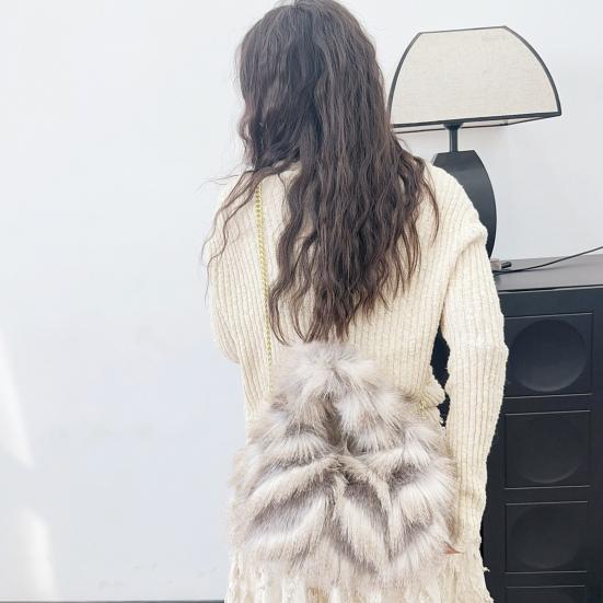 Пушистая сумка через плечо Женская сумка кроссбоди из искусственного меха Мохнатая пушистая сумочка с цепочкой на плечевом ремне для путешествий, работы, шопинга, свиданий