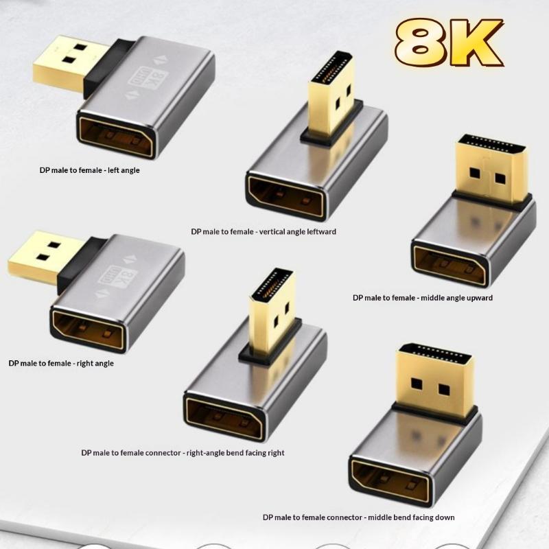 Угловой DP 1.4 Адаптер DisplayPort Папа-Мама 90-градусный Разъем для Подключения Домашнего Офисного ПК Ноутбука Монитора