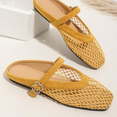 Дышащие туфли Мэри Джейн из французской сетки на плоской подошве, женская обувь 2025, новинка весна-лето, ретро, сетка, ажурные